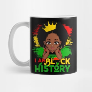 I Am Black History BHM Black Pride Black Melanin Girl Kids Mug